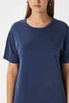 Kadın Modal Daily Comfort Lacivert Yırtmaçlı Elbise 16556