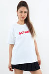 Kadın Motto Yazılı Oversize %100 Pamuk Uzun T-Shirt