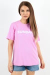 Kadın Motto Yazılı Oversize %100 Pamuk Uzun Pembe T-Shirt
