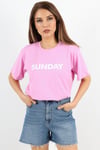 Kadın Motto Yazılı Oversize %100 Pamuk Uzun Pembe T-Shirt