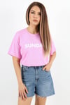 Kadın Motto Yazılı Oversize %100 Pamuk Uzun Pembe T-Shirt