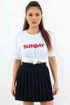 Kadın Motto Yazılı Oversize %100 Pamuk Uzun T-Shirt