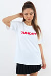 Kadın Motto Yazılı Oversize %100 Pamuk Uzun T-Shirt