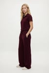 Kadın Nadia Modal Touch Polo Yaka Bel Lastikli Cepli Bordo Alt Üst Takım