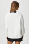 Kadın Nakışlı Los Angeles İçi Polarlı Ekru Oversize Sweatshirt