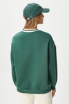 Kadın Nakışlı Los Angeles İçi Polarlı Yeşil Oversize Sweatshirt