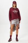 Kadın Nakışlı Los Angeles İçi Polarlı Bordo Oversize Sweatshirt