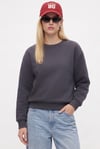 Kadın New Cozy Polarlı Basic Bisiklet Yaka Pamuklu Örme Antrasit Sweatshirt