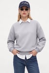 Kadın New Cozy Polarlı Basic Bisiklet Yaka Pamuklu Örme Gri Sweatshirt