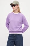 Kadın New Cozy Polarlı Basic Bisiklet Yaka Pamuklu Örme Mor Sweatshirt