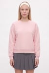 Kadın New Cozy Polarlı Basic Bisiklet Yaka Pamuklu Örme Pembe Sweatshirt