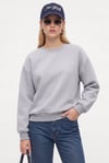 Kadın New Cozy Polarlı Basic Bisiklet Yaka Pamuklu Örme Gri Sweatshirt