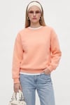 Kadın New Cozy Polarlı Basic Bisiklet Yaka Pamuklu Örme Somon Sweatshirt