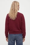 Kadın New Cozy Polarlı Basic Bisiklet Yaka Pamuklu Örme Bordo Sweatshirt