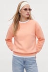 Kadın New Cozy Polarlı Basic Bisiklet Yaka Pamuklu Örme Somon Sweatshirt