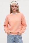 Kadın New Cozy Polarlı Basic Bisiklet Yaka Pamuklu Örme Somon Sweatshirt