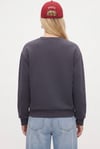 Kadın New Cozy Polarlı Basic Bisiklet Yaka Pamuklu Örme Antrasit Sweatshirt