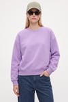 Kadın New Cozy Polarlı Basic Bisiklet Yaka Pamuklu Örme Mor Sweatshirt