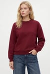 Kadın New Cozy Polarlı Basic Bisiklet Yaka Pamuklu Örme Bordo Sweatshirt