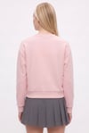 Kadın New Cozy Polarlı Basic Bisiklet Yaka Pamuklu Örme Pembe Sweatshirt