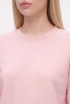 Kadın New Cozy Polarlı Basic Bisiklet Yaka Pamuklu Örme Pembe Sweatshirt