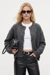 Kadın New Keep Yan Yırtmaçlı Yumuşak Dokulu Koyu Antrasit Basic Triko Hırka