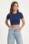 Kadın New Serra %100 Pamuk Lacivert Crop Top