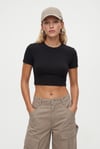 Kadın New Serra %100 Pamuk Siyah Crop Top