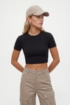 Kadın New Serra %100 Pamuk Siyah Crop Top