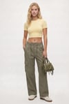 Kadın New Serra %100 Pamuk Tereyağ Sarısı Crop Top