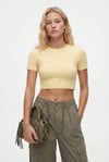 Kadın New Serra %100 Pamuk Tereyağ Sarısı Crop Top