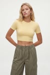 Kadın New Serra %100 Pamuk Tereyağ Sarısı Crop Top