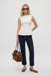 Kadın Newly Peplum Sıfır Kol Ekru Bluz