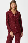 Kadın Nora Premium Bordo Kalp Süet Doku Düğmeli Yılbaşı Pijama Takımı