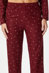 Kadın Nora Premium Bordo Kalp Süet Doku Düğmeli Yılbaşı Pijama Takımı