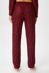 Kadın Nora Premium Bordo Kalp Süet Doku Düğmeli Yılbaşı Pijama Takımı