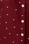 Kadın Nora Premium Bordo Kalp Süet Doku Düğmeli Yılbaşı Pijama Takımı