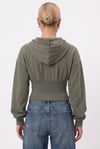 Kadın Novis Beli Lastikli Slim Kalıp Haki Kapüşonlu Sweatshirt