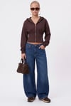 Kadın Novis Beli Lastikli Slim Kalıp Kahverengi Kapüşonlu Sweatshirt