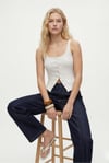 Kadın Olivia Lux Touch U Yaka Çıtçıtlı Askılı Ekru Top / Bluz