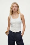 Kadın Olivia Lux Touch U Yaka Çıtçıtlı Askılı Ekru Top / Bluz
