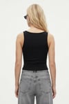Kadın Olivia Lux Touch U Yaka Çıtçıtlı Askılı Siyah Top / Bluz