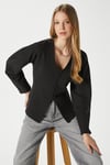 Kadın Osea Premium Bele Oturan Siyah Şık Düğme Detay Peplum Bluz