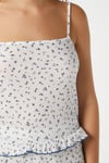 Kadın Paula Askılı Mavi Fırfır Şortlu Pijama Takımı