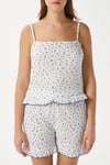 Kadın Paula Askılı Mavi Fırfır Şortlu Pijama Takımı