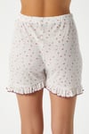 Kadın Paula Pudra Minik Çiçekli Fırfır Şortlu Pijama Takımı