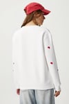 Kadın Pretty Beyaz Kırmızı Minik Kalp Sweatshirt