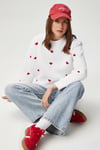 Kadın Pretty Beyaz Kırmızı Minik Kalp Sweatshirt