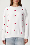 Kadın Pretty Beyaz Kırmızı Minik Kalp Sweatshirt