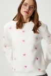 Kadın Pretty Beyaz Pembe Minik Kalp Sweatshirt